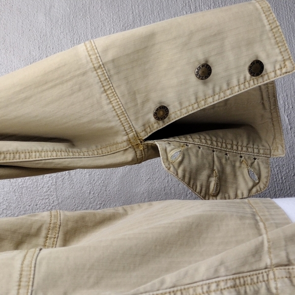 Zana Di Tan Embellished Long Sleeve Collarless Hook Front Below Waist Light Coat - Picture 11 of 16